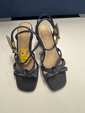 Giani Bernini Navy Braided Knot Slingback Block Heels